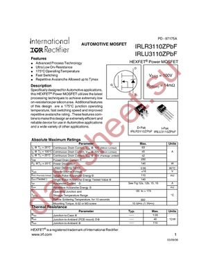 IRLR3110ZPBF datasheet  